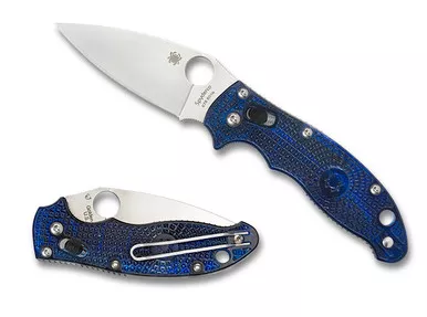 Spyderco Manix 2 Lightweight Folding Knife - 3.37" BD-1N Plain Blade, Translucent Blue FRCP Handles, Ball Bearing Lock - C101PBL2