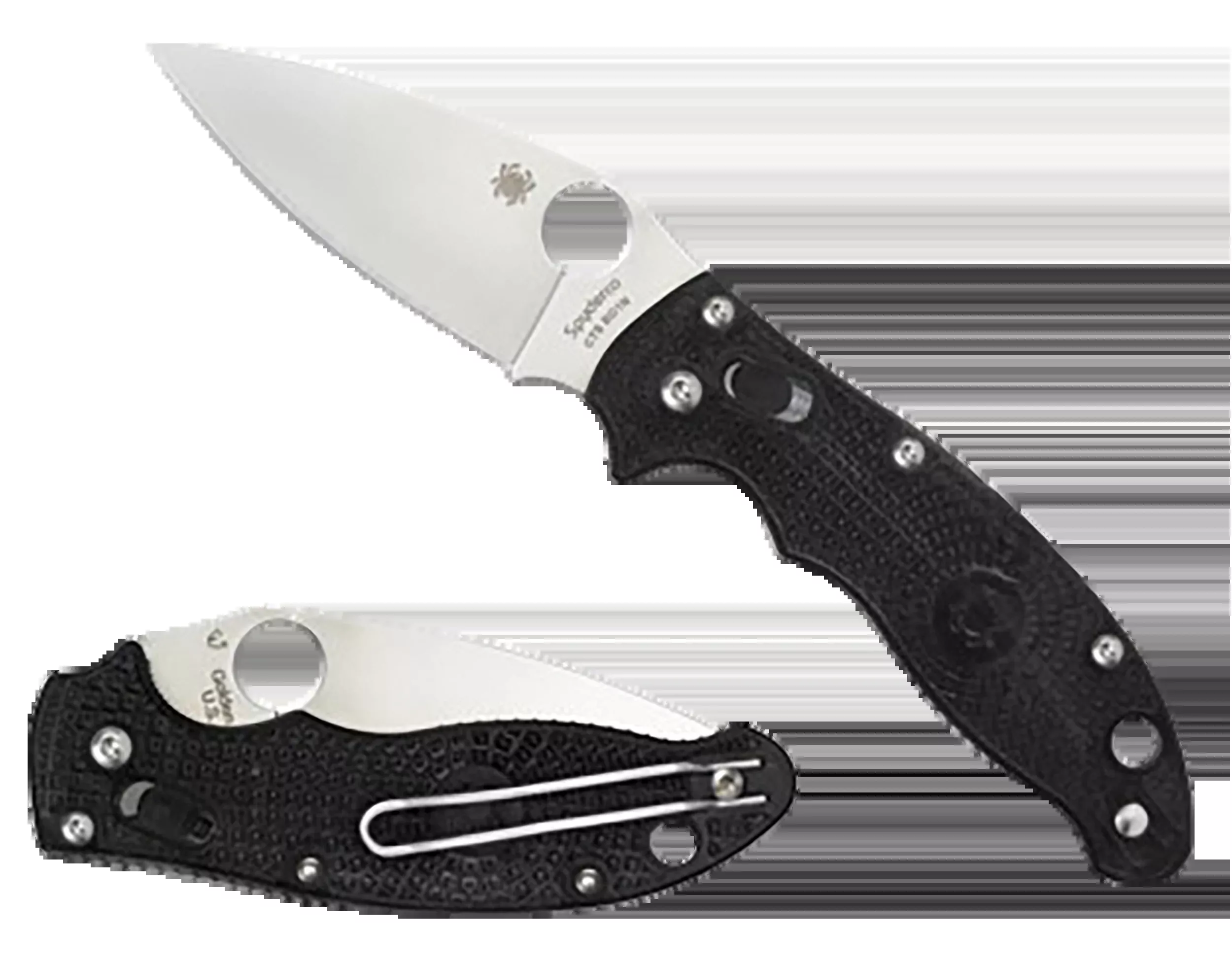Spyderco Manix 2 Lightweight Folding Knife, CTS BD1N Steel, FRCP Handle, 3.37 in Blade - C101PBK2
