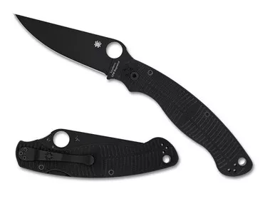 Spyderco Military 2 Salt Compression Lock Folding Knife - 4" CPM-MagnaCut Black DLC Plain Blade, Black G10 Handles - C36GMCBKP2