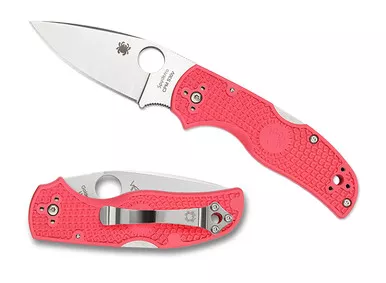 Spyderco Native 5 Lightweight Folding Knife - 3" S30V Satin Plain Blade, Pink FRN Handles, Lockback - C41PPN5