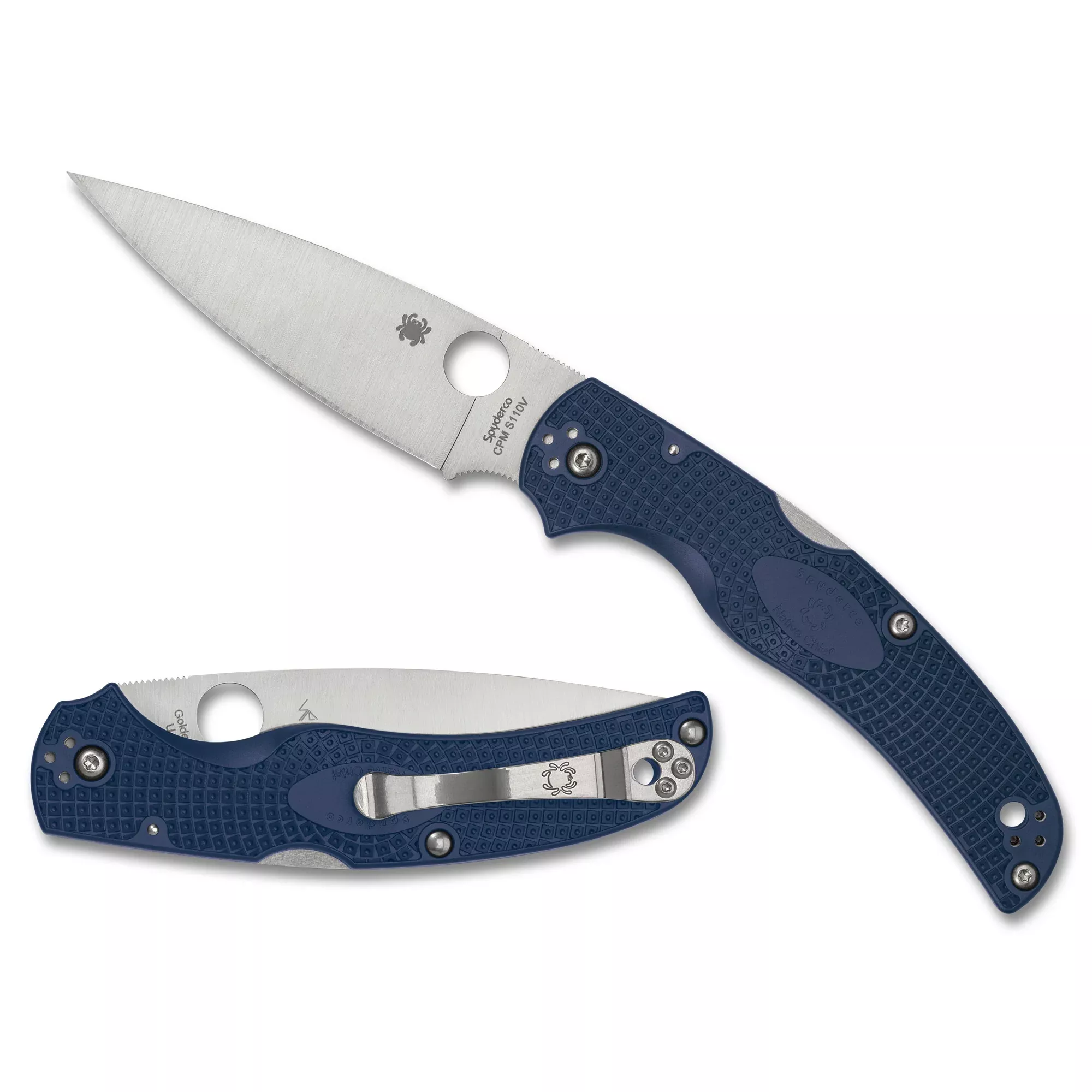 Spyderco Native Chief Lightweight Folding Knife, CPM S110V, Dark Blue Fiberglass-Reinforced Nylon - C244PDBL