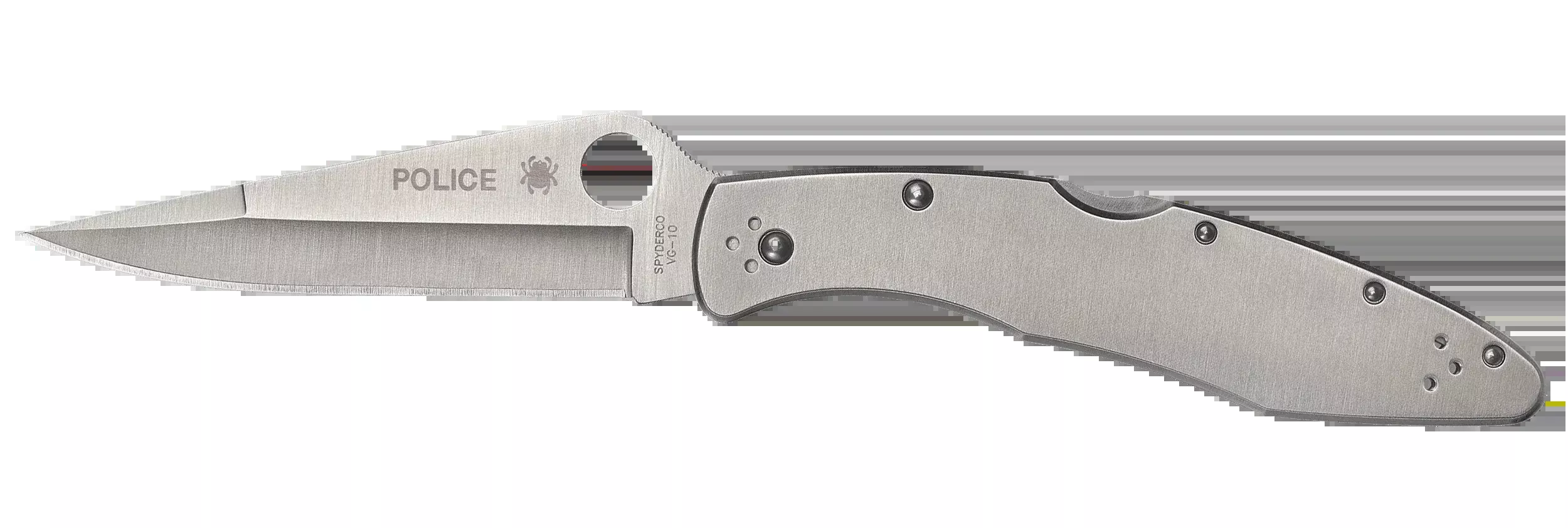 Spyderco Police Folding Knife, VG-10 Stainless Steel Blade, Stainless Handle, Lockback – C07P