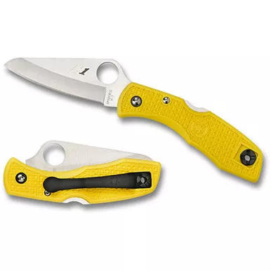 Spyderco Salt 2 Folding Knife - 3" Plain Blade, Yellow FRN Handles, Lockback - C88PYL2