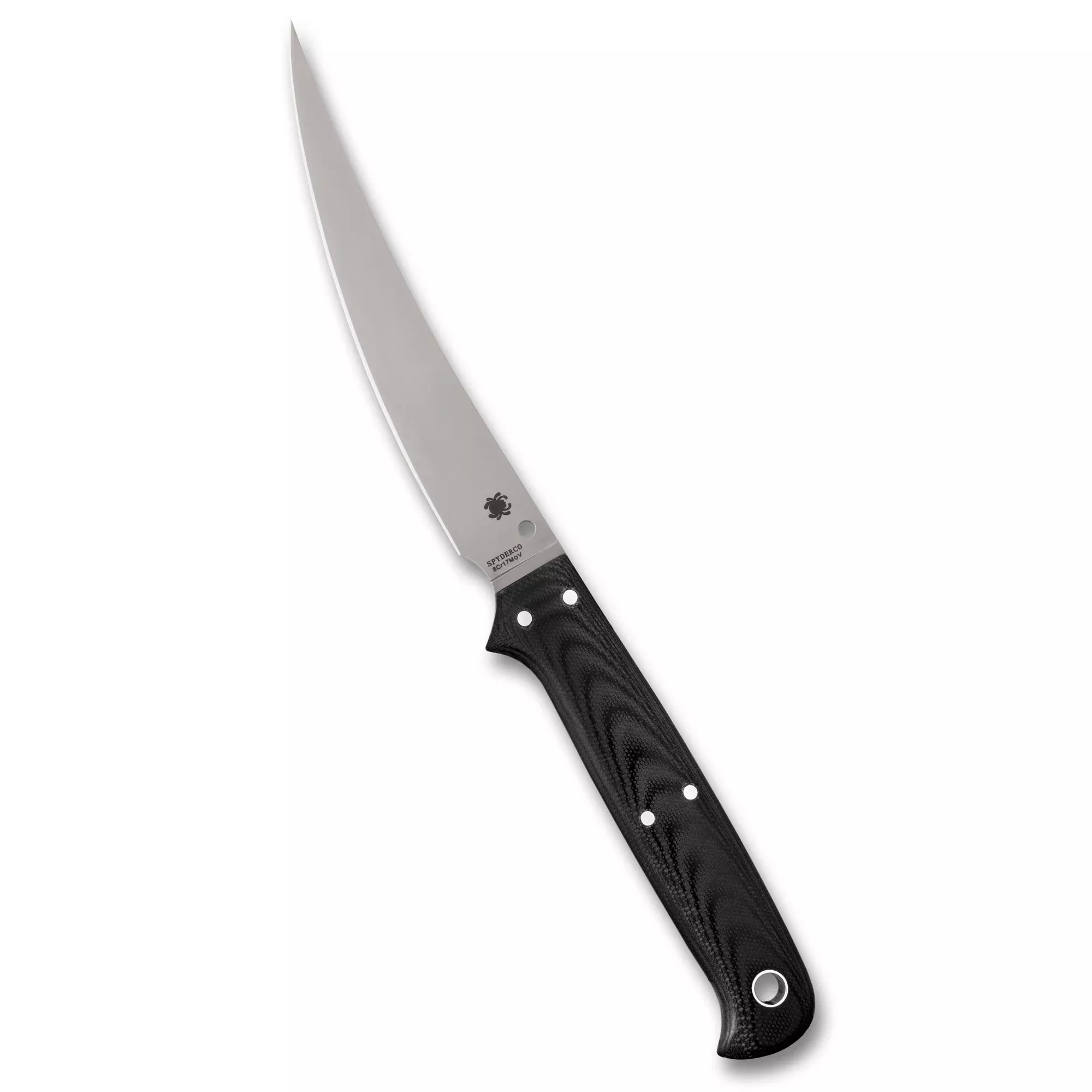 Spyderco Shelter Cove Fillet Knife, 5.78-in 8Cr17MoV Stainless, Black G-10, Leather Sheath - FB52GP