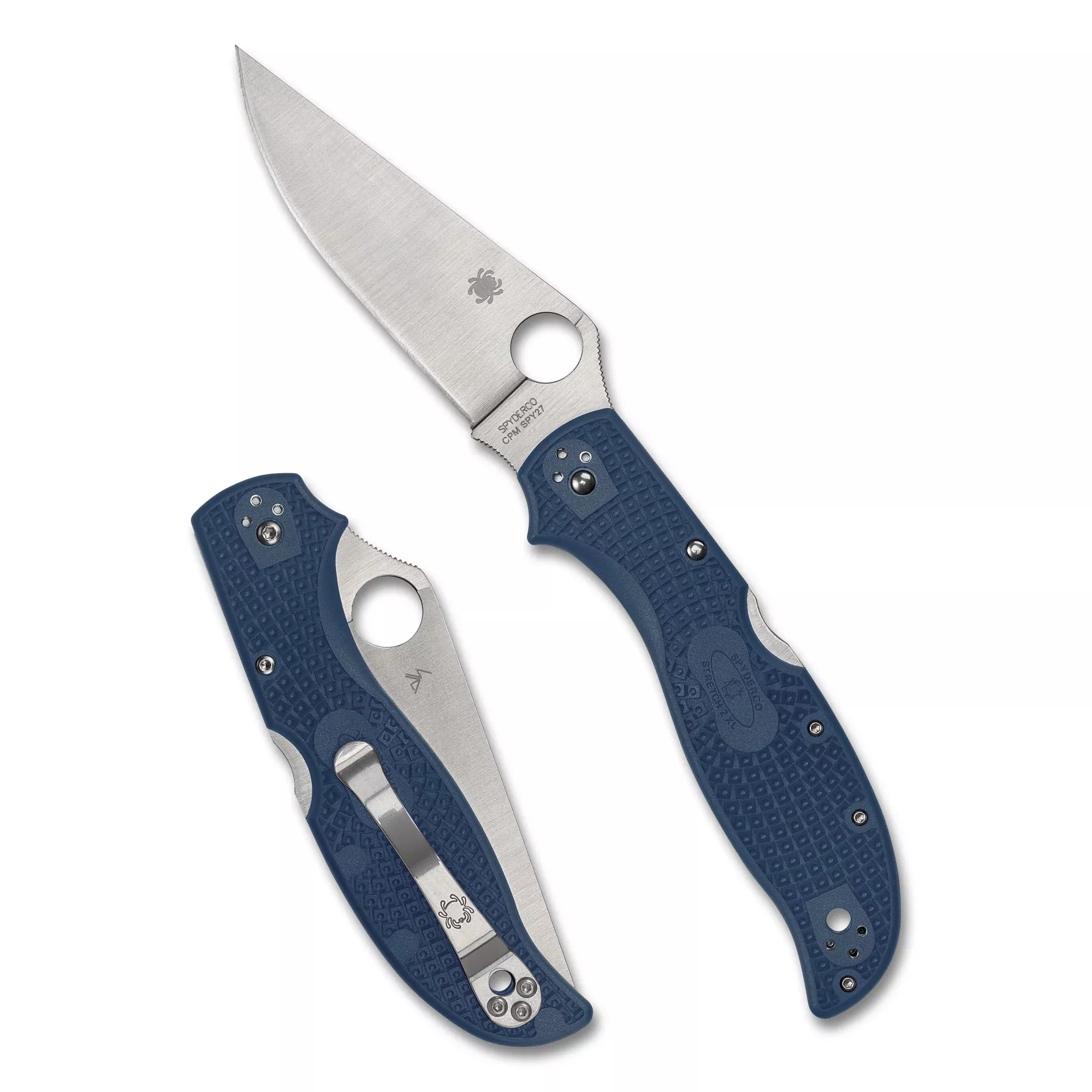 Spyderco Stretch 2 XL Lightweight Folding Knife CPM SPY27, Cobalt Blue FRN, 3.99 in Blade - C258PCBL