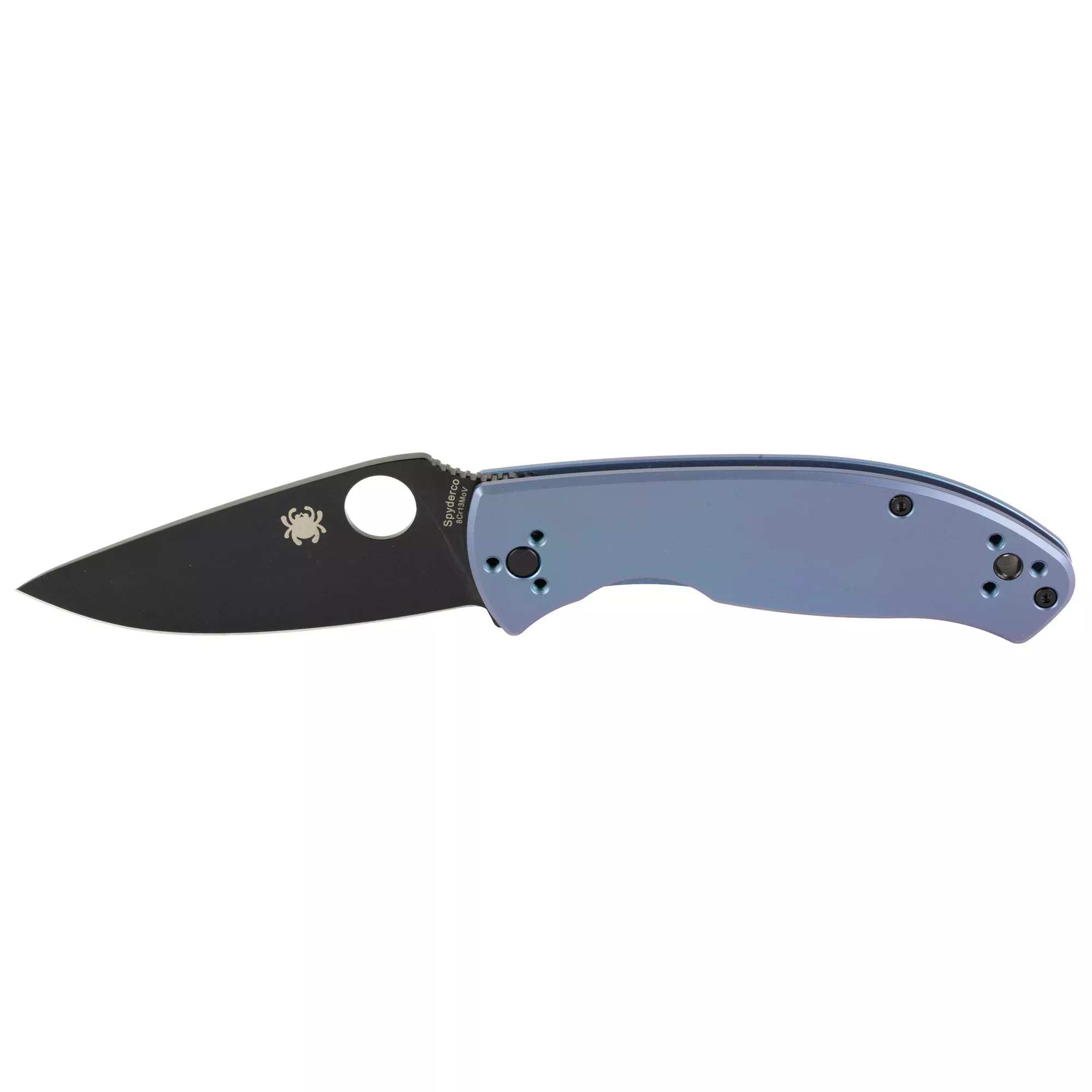 Spyderco Tenacious R.I.L. Folding Knife, Blue Titanium Handle, Black Oxide 3.35 in Blade – C122TIBLBKP