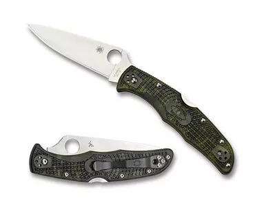 Spyderco Zome Endura 4 Lightweight Green Folder - 3.75" VG10 Satin Plain Blade, Zome Green FRN Handles, Lockback - C10ZFPGR
