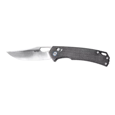 SRM Knives 9203 Ambi Lock Folding Knife - 3.54" 10Cr15CoMoV Stainless Steel Blade, Black Micarta Handle - 9203-MB