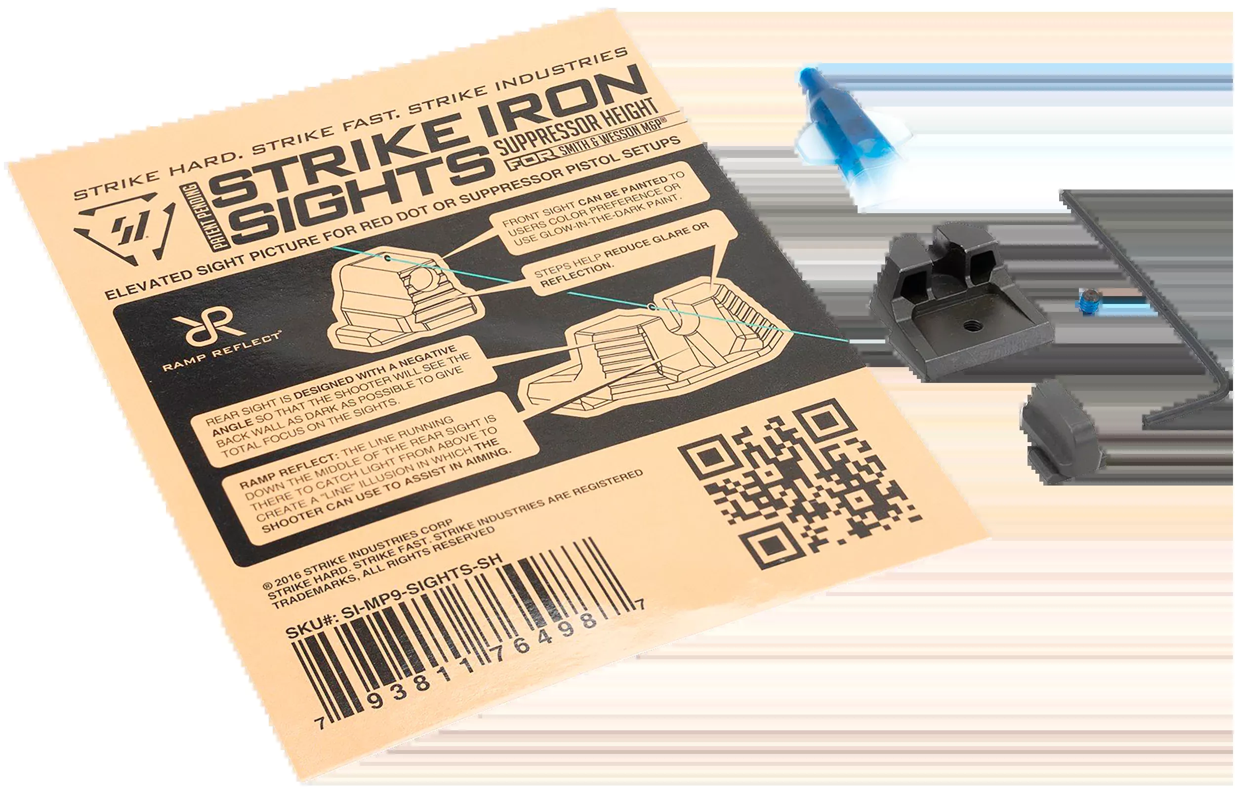 Strike Industries Suppressor-Height Iron Sights for S&W M&P/M2.0, Co-Witness, MP9SIGHTSSH