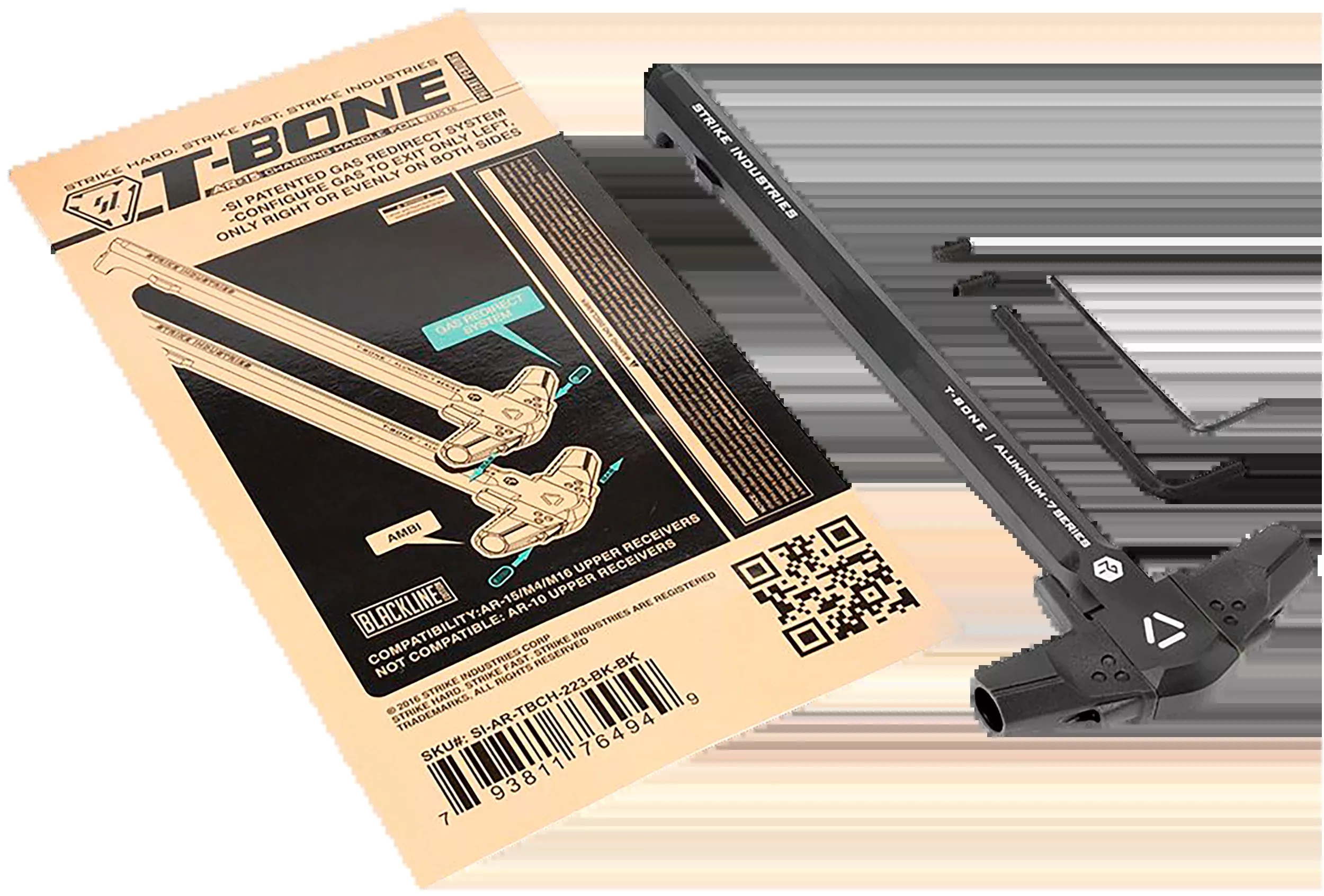 Strike T-Bone AR-15 Charging Handle, Adjustable Gas Redirect, 5.56 NATO/.223 ARTBCH223BKBK