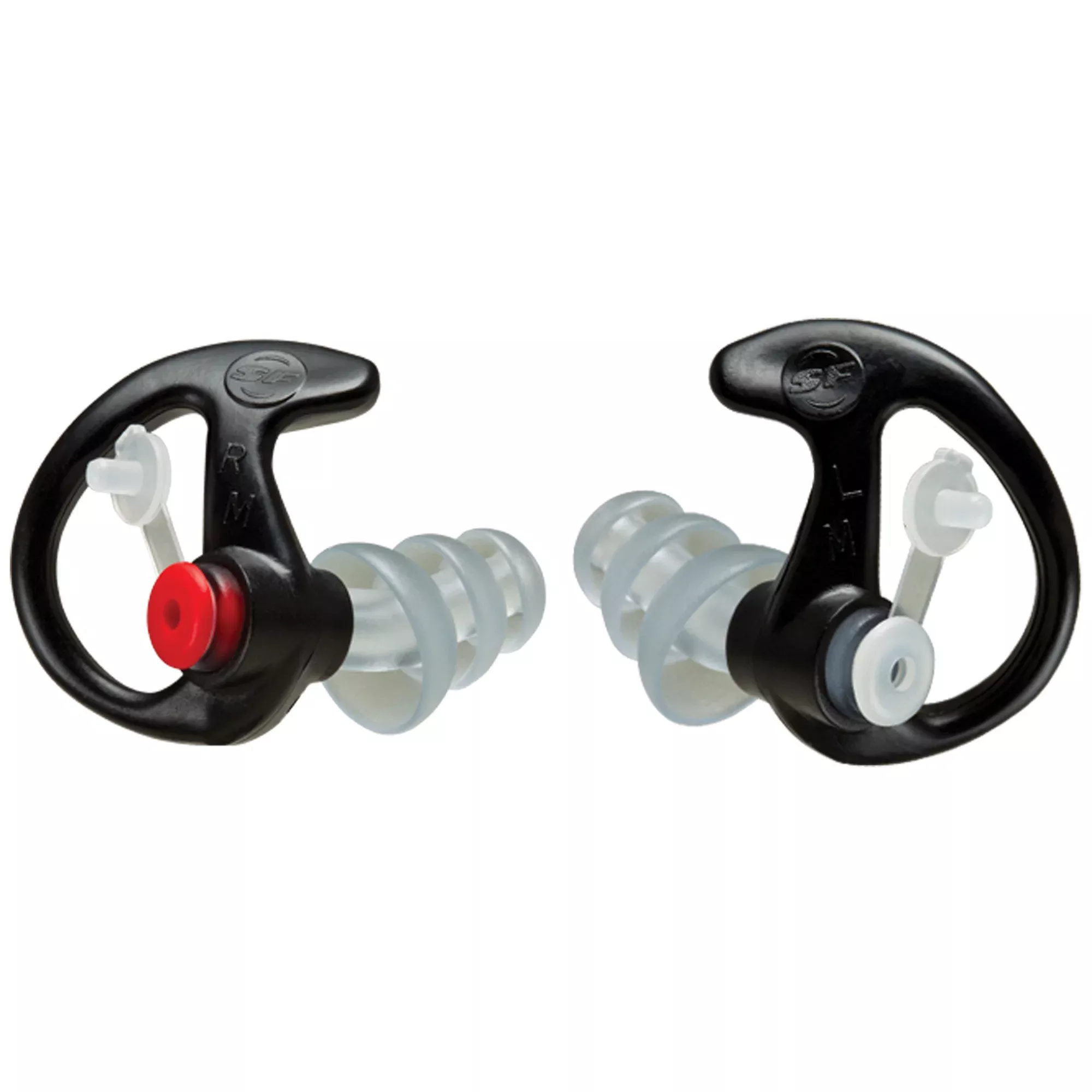 SureFire EP4 Sonic Defender Plus Filtered Flanged Earplugs, Medium Black, 24 dB Noise Reduction, EP4-BK-MPR