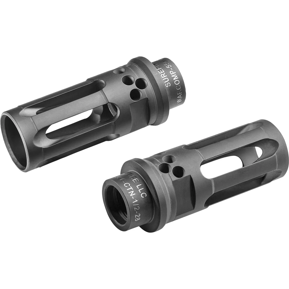 SureFire Warcomp QD Flash Hider 5.56mm Black DLC Stainless Steel 1/2"x28 Threads 2.40" OALosed Tine Flash Hider for 5.56mm Rifles