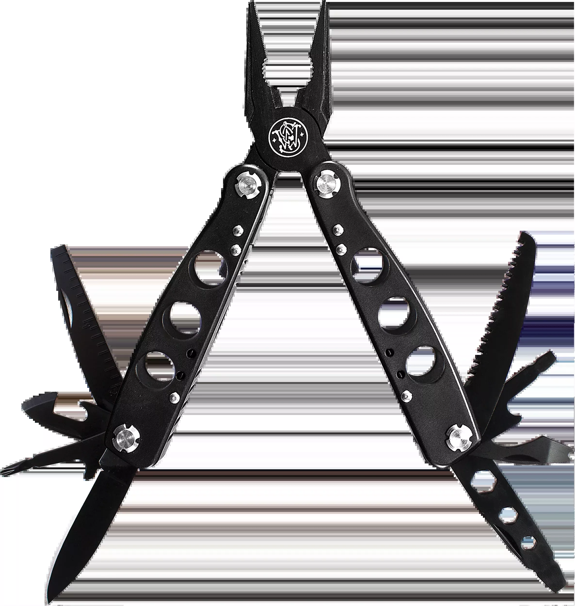 SW Knives 15-Function Multi-Tool, Black, 2Cr13 Stainless Steel with Nylon Sheath – SWMT1CP
