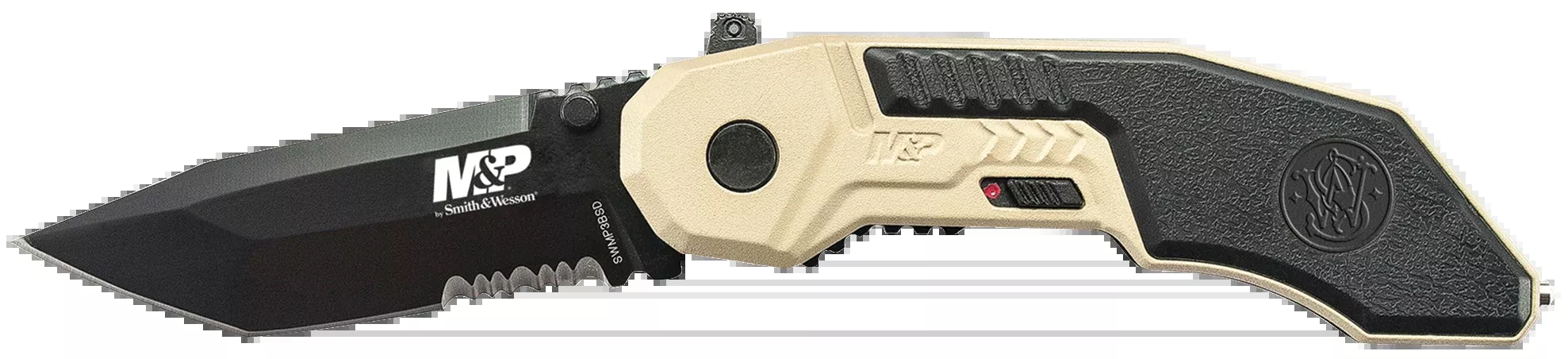 SW Knives M&P MAGIC Assisted Opening Folding Knife, 2.8 in Part Serrated Tanto, SWMP3BSDCP