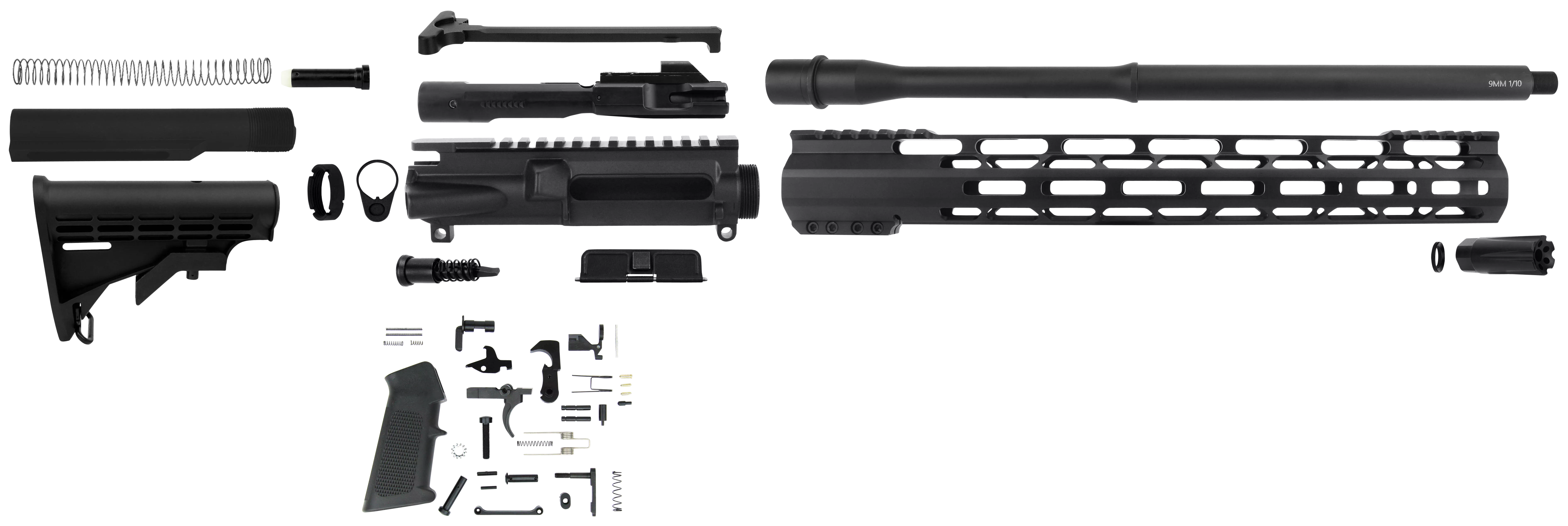 TacFire SSRK9MM16LPK AR Build KitSports South Exclusive 9mm Luger AR-15 Black Nitride Steel 1/2"x36