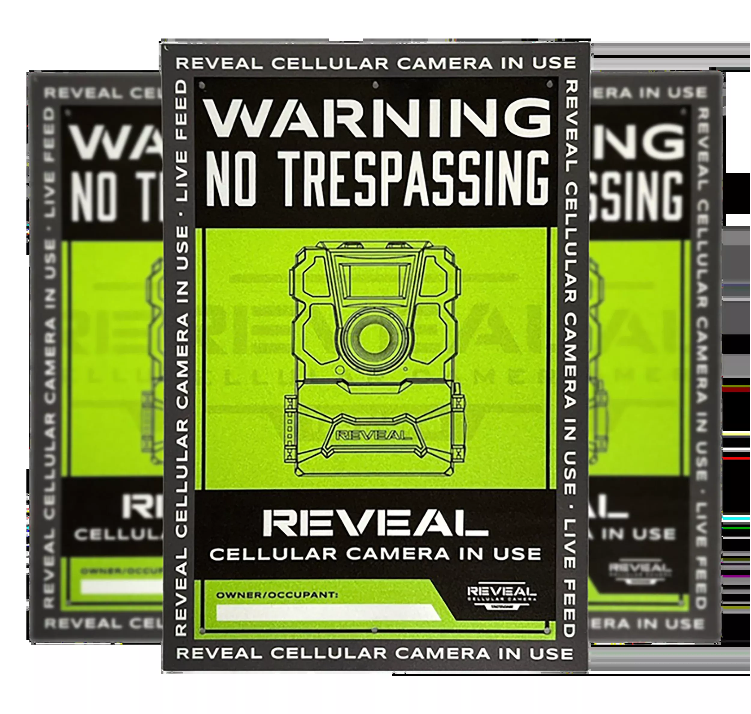 TACTACAM/REVEAL No Trespassing Warning Signs, Durable Plastic 3-Pack for REVEAL Cameras, S1