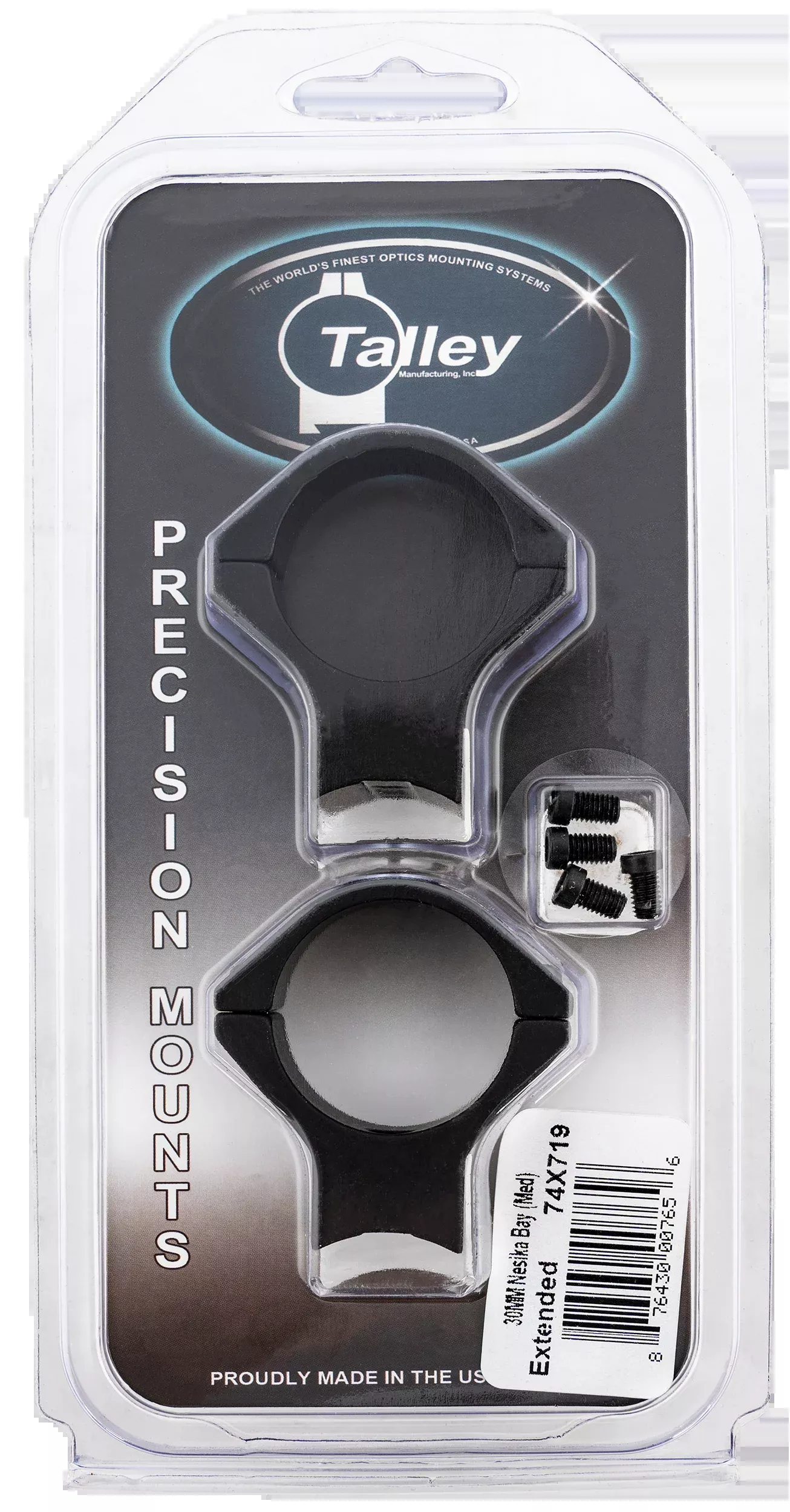 Talley Savage Scope Mount & Ring Combo, 30mm Medium Extended, Black Anodized, 0 MOA – 74X719