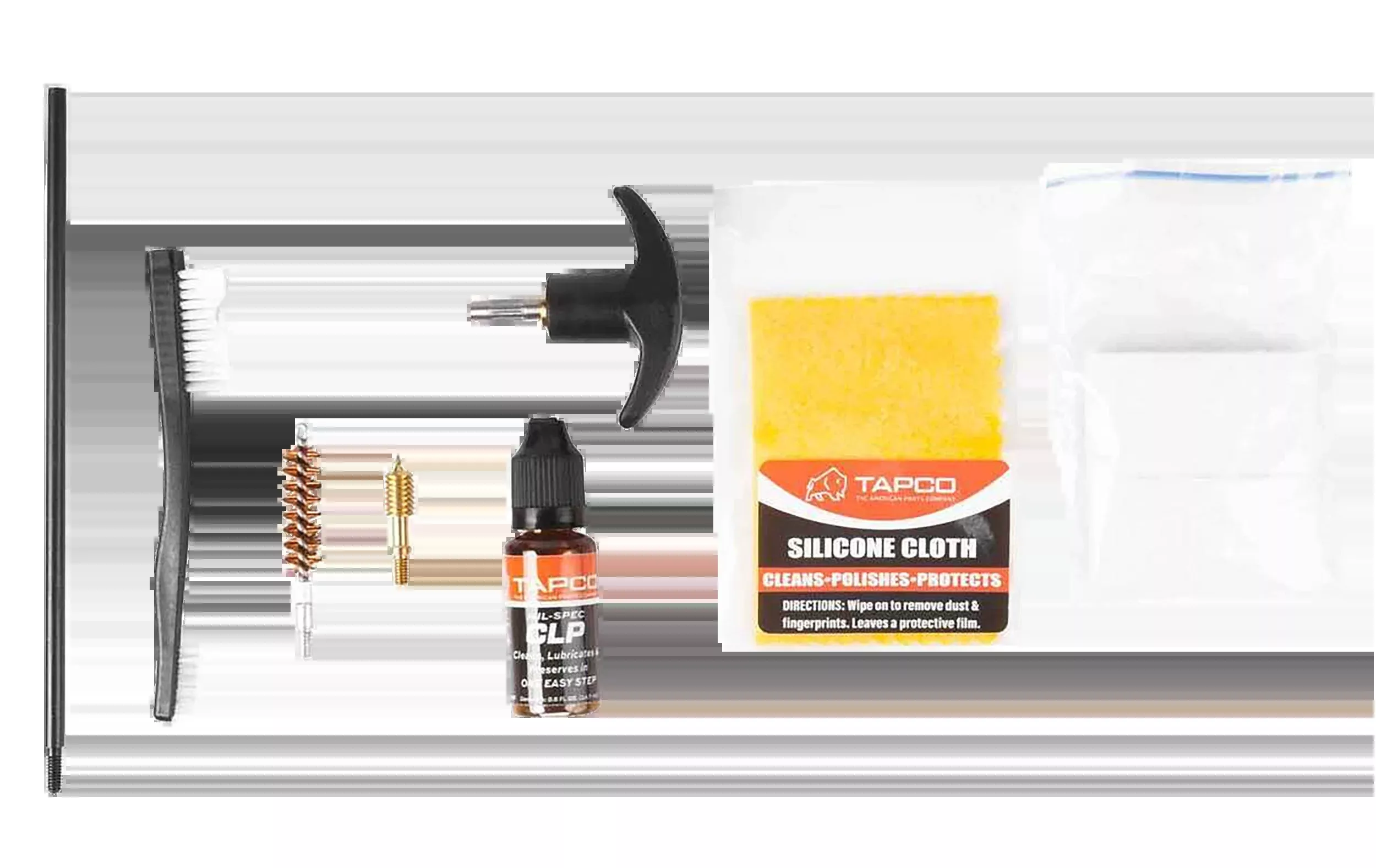 Tapco Handgun Cleaning Kit for .38/.357/9mm with Swivel Rod, Brushes, CLP & Patches TAP22080