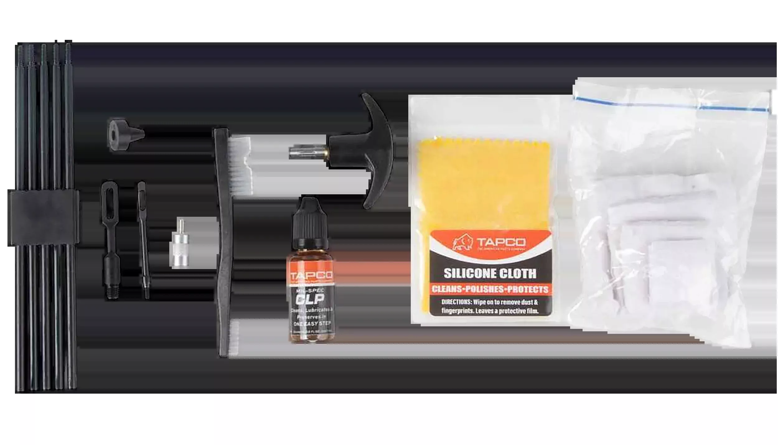 Tapco Universal Gun Cleaning Kit for .22 Cal to 12 Gauge with 30" Rods & Swivel Handle, TAP22082