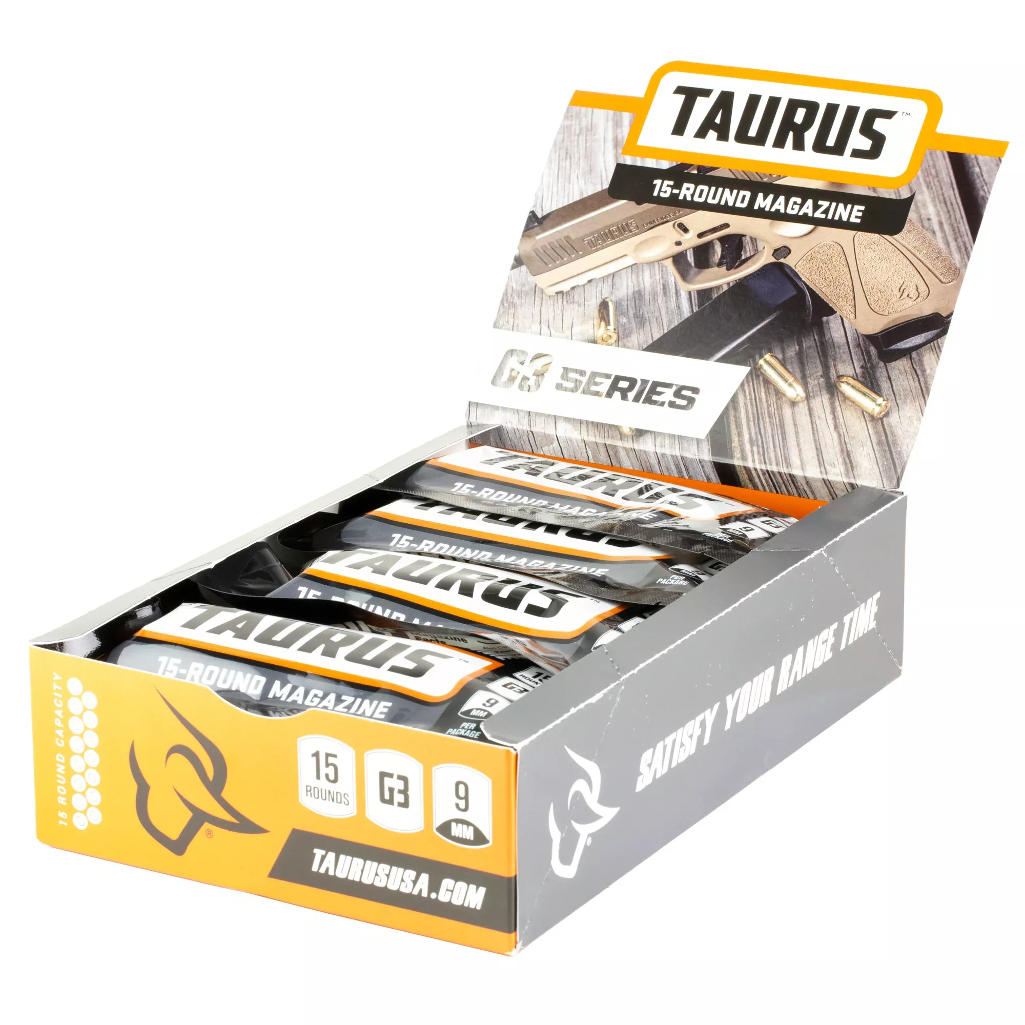 Taurus USA G3/G3X 9mm 15-Round Black Steel Magazine 12-Pack w/ Polymer Base Plate 389-0009-01