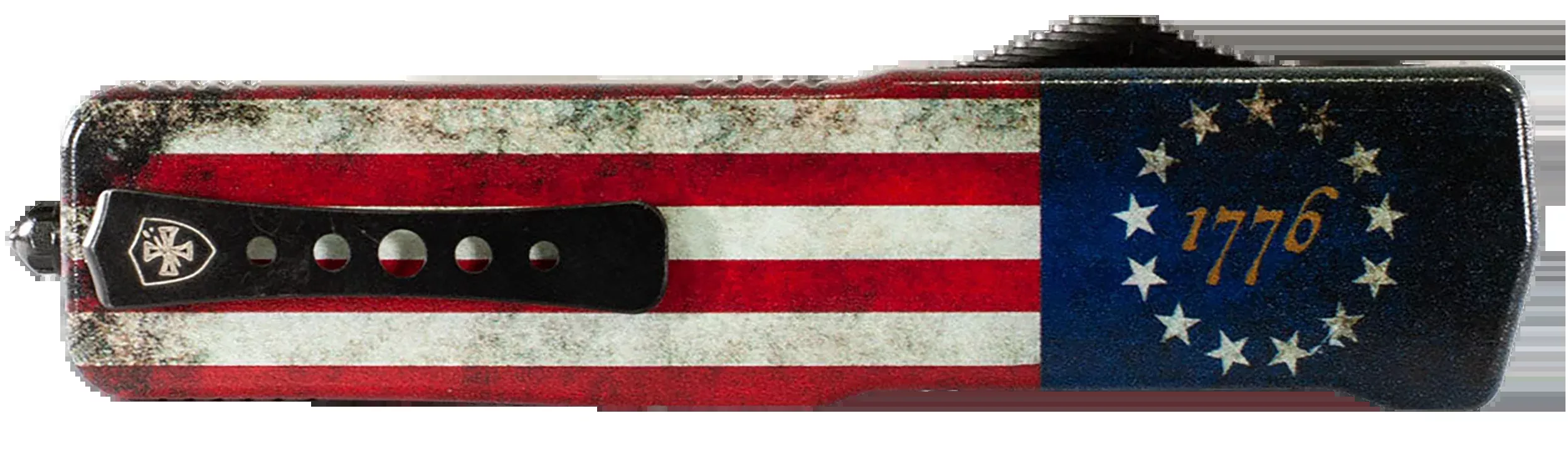 Templar Knife Premium Weighted Large OTF Knife with Betsy Ross Flag Handle, D2 Drop Point 3.55-in Blade LZBRF321