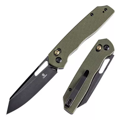 Tenable Knives Shard Crossbar Lock Folding Knife - 3.47" 14C28N Blackwash Reverse Tanto Blade, Natural Jade G10 Handle - T1006V1
