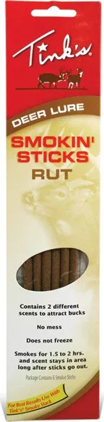 Tink's Smokin' Sticks Deer Attractant, Rut Scent 6-Pack, Long-Lasting Smoke Lure – W6106