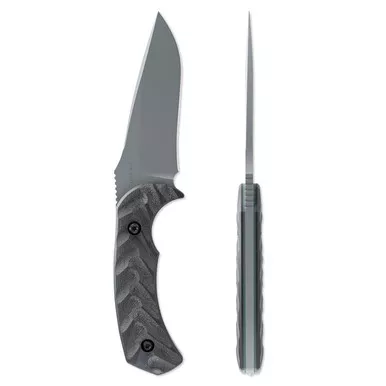 Toor Knives Mullet S Fixed Blade - 4.0" CPM-M4 Phantom Gray Blade, Black G10 Handles, Black Kydex Sheath