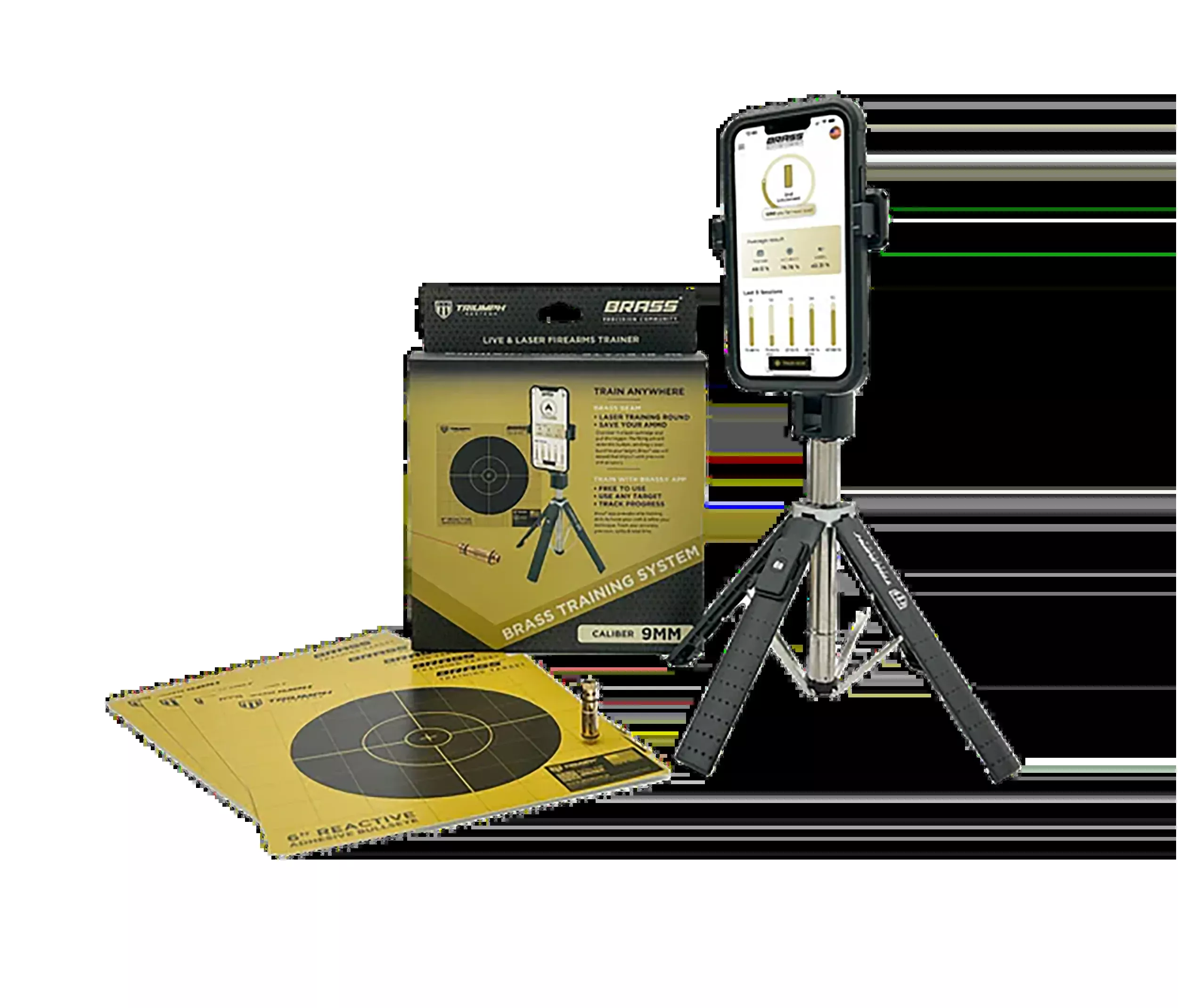Triumph Systems Brass Dry Fire Laser Training System with Targets & Phone Stand TS-BTS-9MM