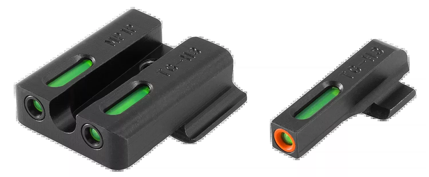 TruGlo TFX Pro S&W M&P Shield Tritium Fiber Optic Sight Set - Green w/ Orange Outline Front - Black Nitride