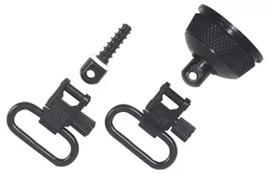 Uncle Mike's 18002 Mag Cap Swivel Set made of Steel with Blued Finish, 1" Loop Size & Quick Detach Style for 12 Gauge Remington 870 Express with Wood Stock Includes Two Super Swivels