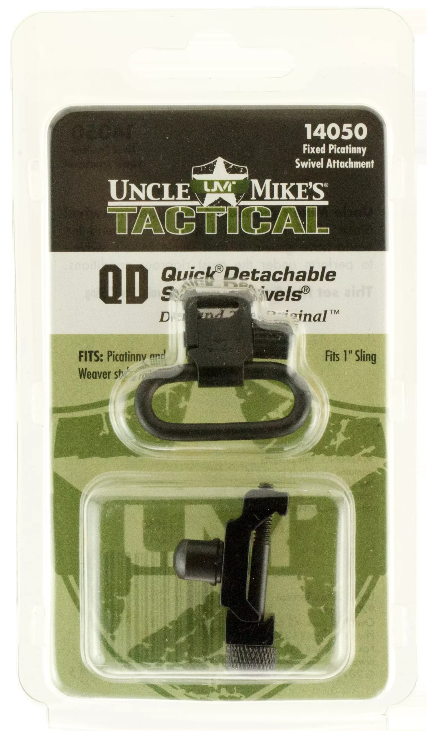 Uncle Mike's Super Swivel Quick Detach Sling Swivel with Fixed Picatinny Attachment, 1-inch, 14050