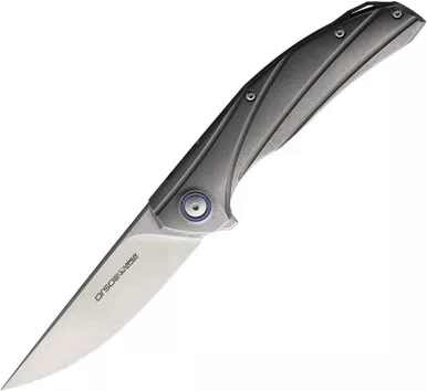 Viper Knives Orso 2 Flipper Knife - 3.43" LO-QPM 20-4 Stonewashed Straight Blade, Milled Stonewashed Titanium Handles - V5996TI