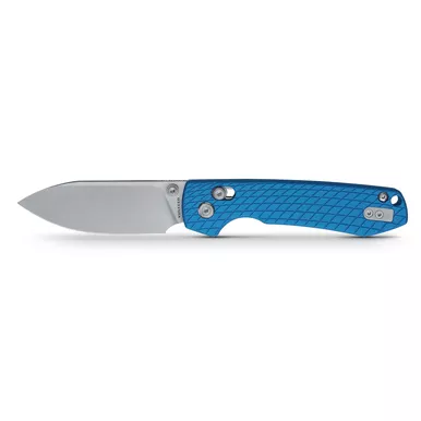 Vosteed Cutlery Raccoon Folding Knife - 3.25" Nitro-V Satin Drop Point Blade, Blue Textured Aluminum Handles
