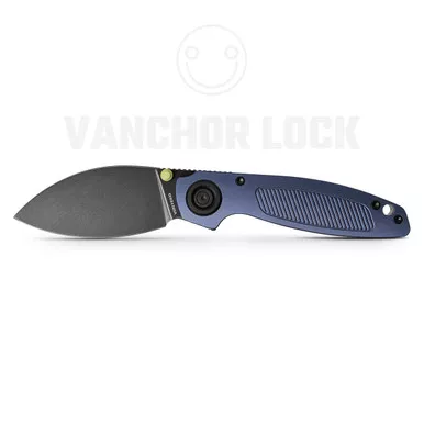 Vosteed Cutlery Shilin Cutter Vanchor Lock Folding Knife - 2.9" Elmax Black Stonewashed Kukri Blade, Purple Aluminum Handles - A2806
