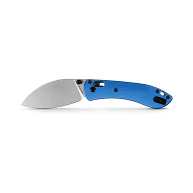Vosteed Knives Mini Nightshade Folding Knife - 2.6" 14C28N Satin Kukri Blade, Blue Aluminum Handles, AXIS/Crossbar Lock - A0216