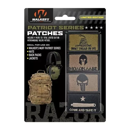 Walker's Game Ear Patriot Patch Kit, 4 Assorted Hook-and-Loop Patches (Come and Get It) WLKGWPPATKIT
