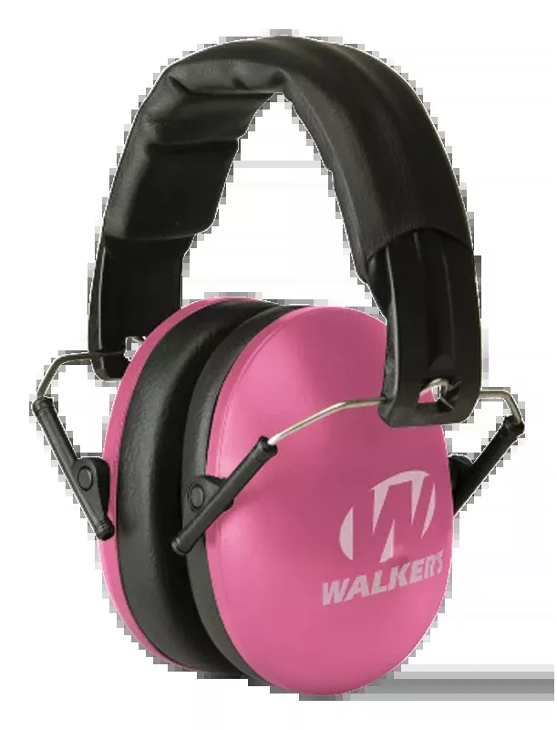 Walker's Game Ear Youth & Women Folding Muff 27 dB Pink/Black Polymer Over-the-Head Earmuff