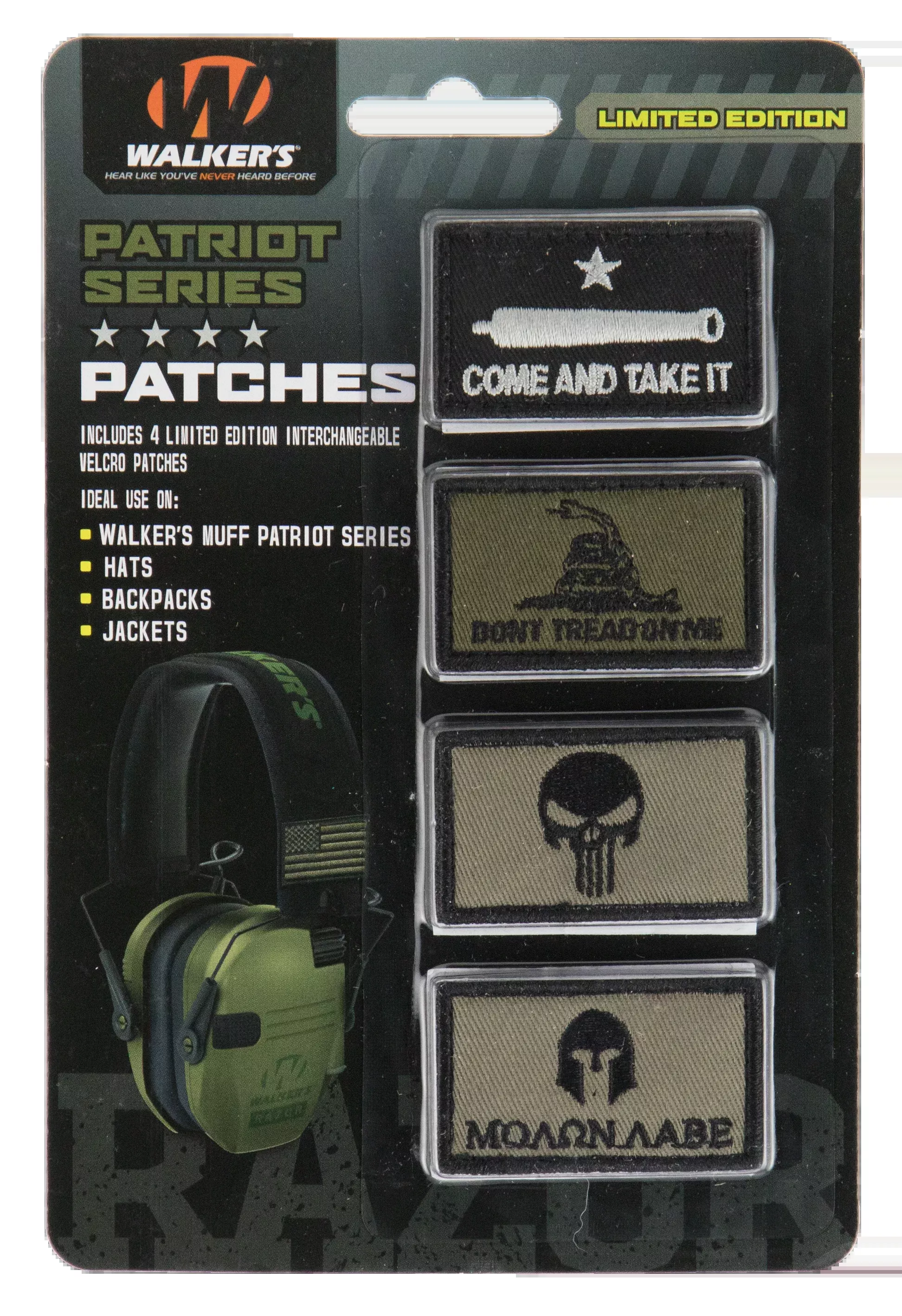 Walkers Game Ear Patriot Muff Patch Kit - Come & Take It Version Velcro