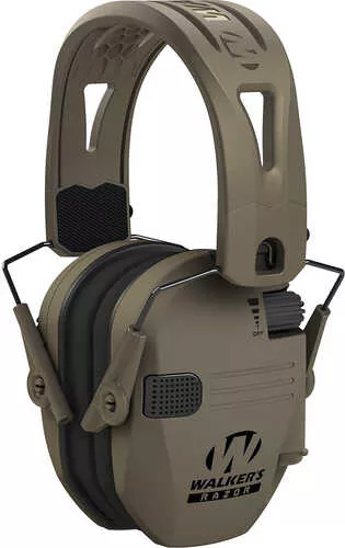 Walkers Razor Slim Electronic Muff 23 Db Over The Head Polymer Flat Dark Earth Cups With Black Tacti