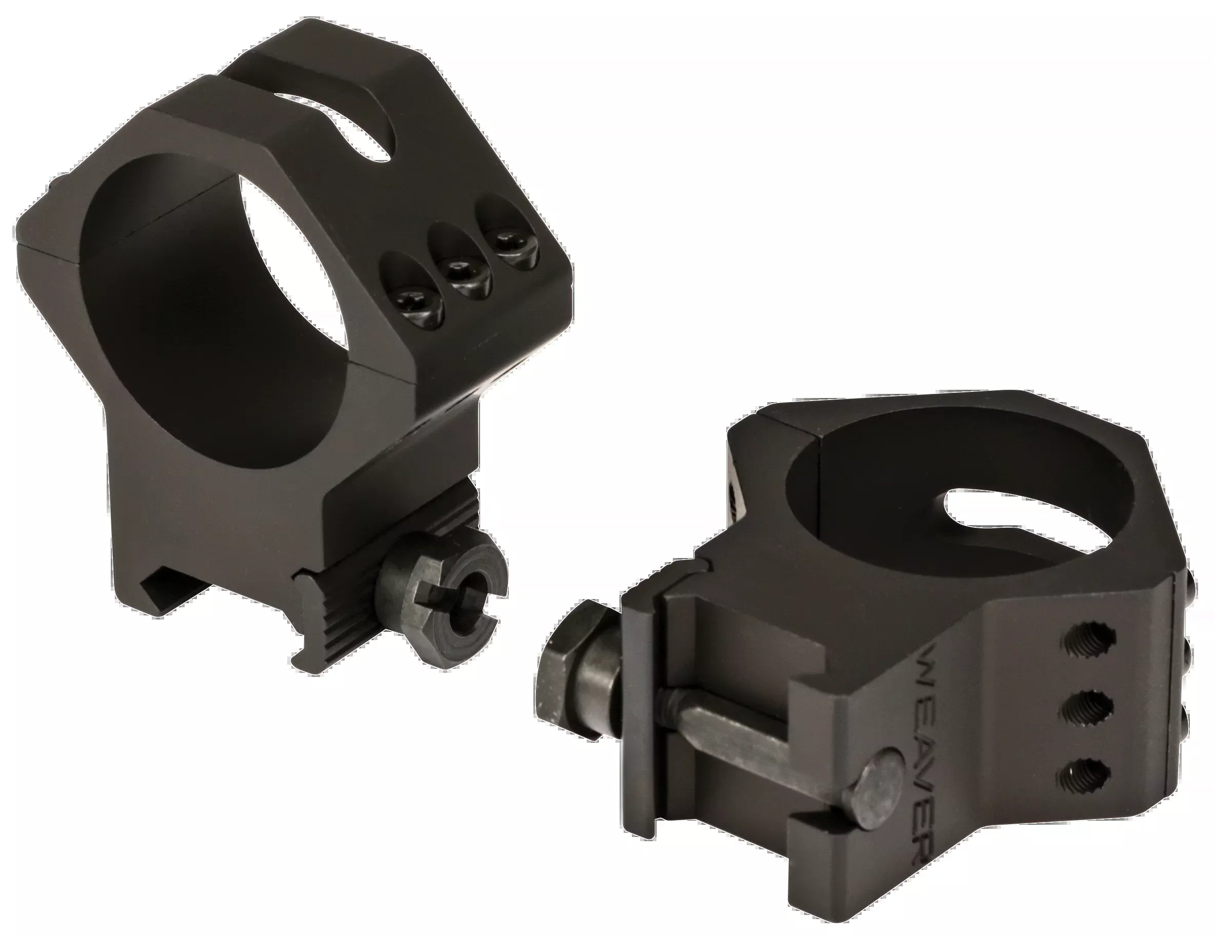 Weaver Mounts Six-Hole Picatinny Scope Rings, 34mm High, Matte Black, Type III Anodized 99684