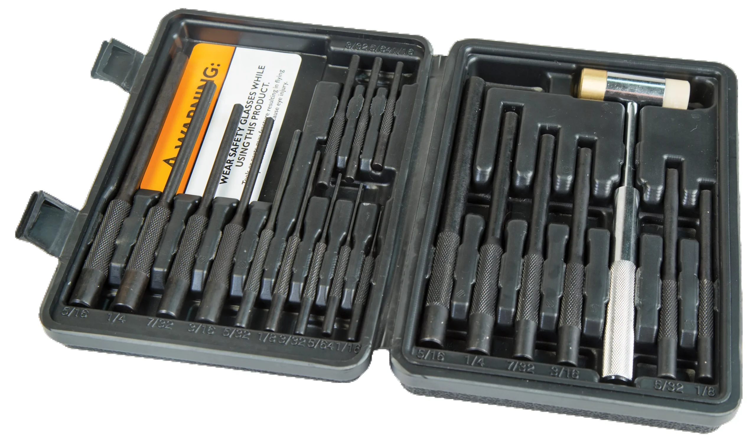 Wheeler Master Roll Pin Punch Set with 6‑Ounce Gunsmithing Hammer, Steel, 19‑Piece, 110128