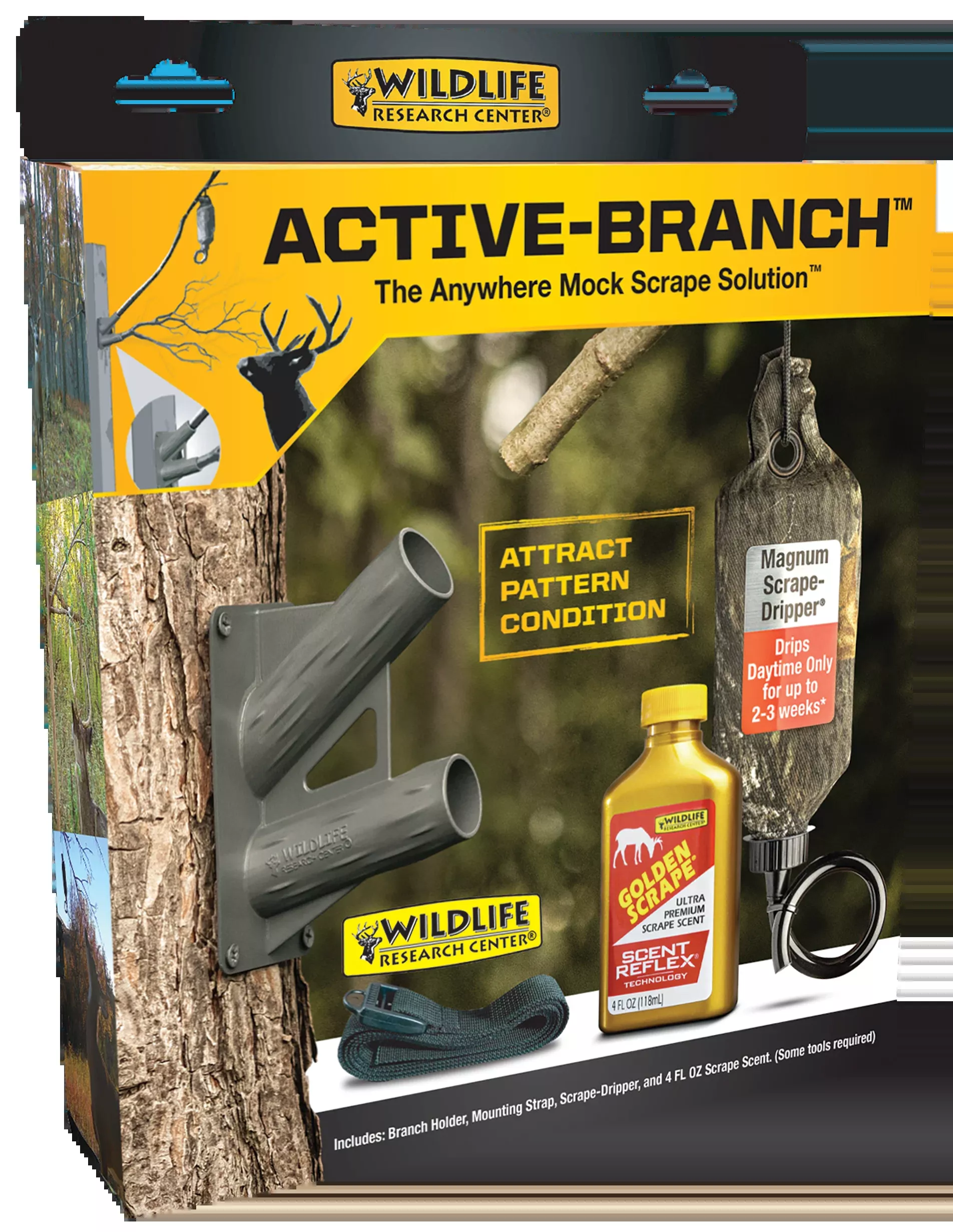 Wildlife Research Active-Branch Mock Scrape Kit with Magnum Scrape-Dripper and 4 oz Golden Scrape, 393