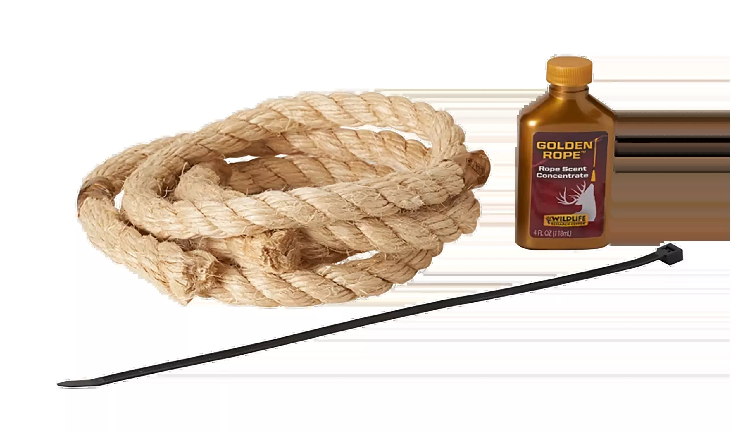 Wildlife Research Golden Rope Scent Kit for Deer Scrapes, 30-in Natural Fiber Rope + 4 fl oz, 391