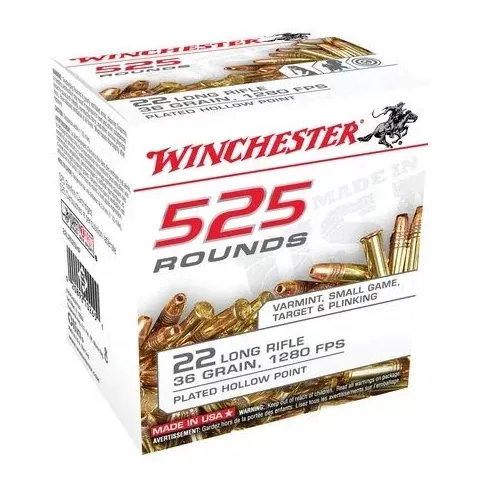 Winchester .22 LR Bulk Pack 36 Grain Copper Plated Hollow Point 525rd box