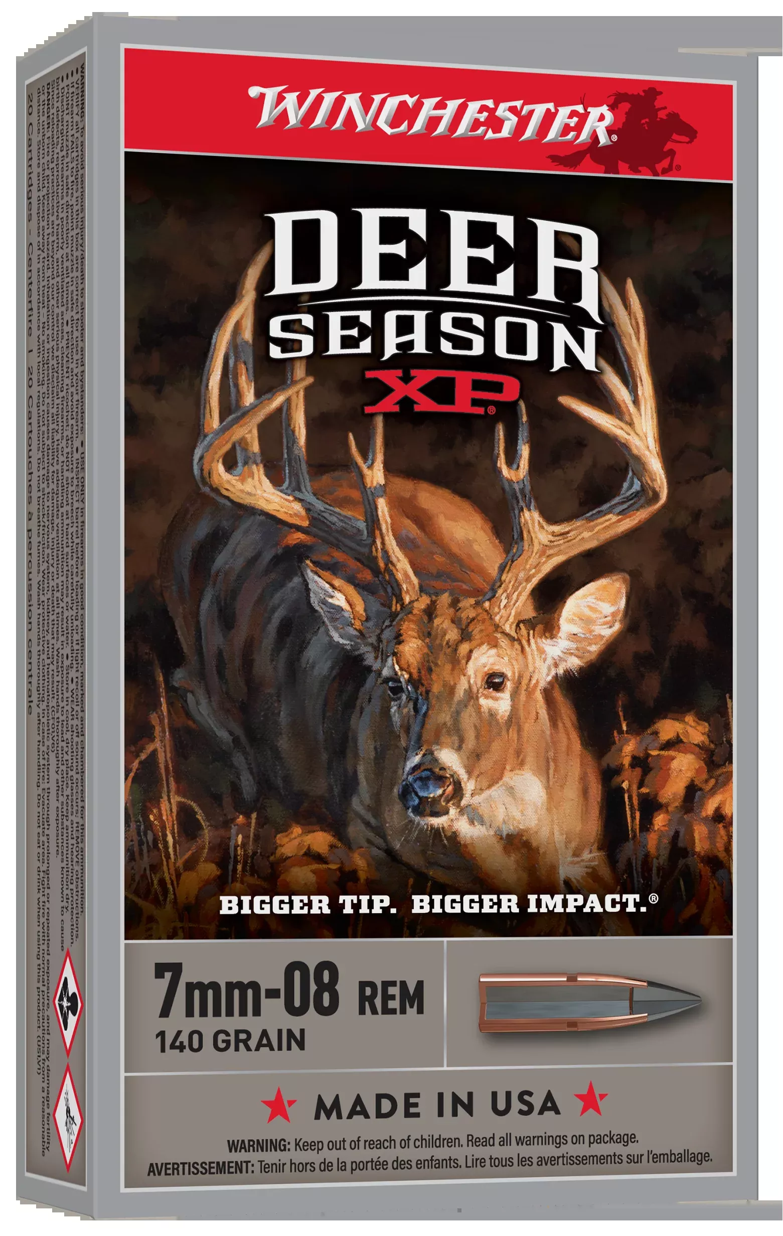 Winchester Ammo Deer Season XP 7mm-08 Remington 140gr Extreme Point Rifle Ammo, X708DS