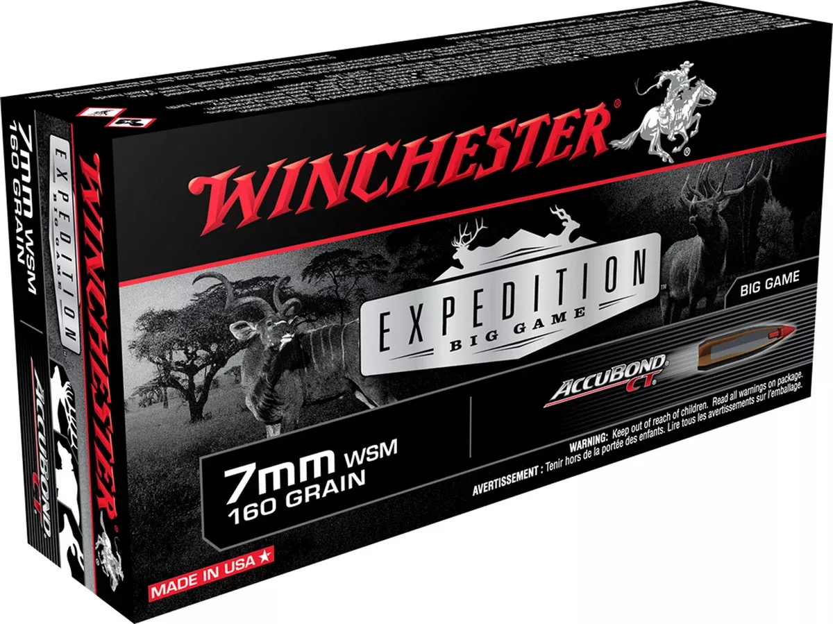 Winchester Ammo S7MMWSMCT Expedition Big Game7mm WSM 160 gr Winchester AccuBond CT 20 Per Box/10 Cs