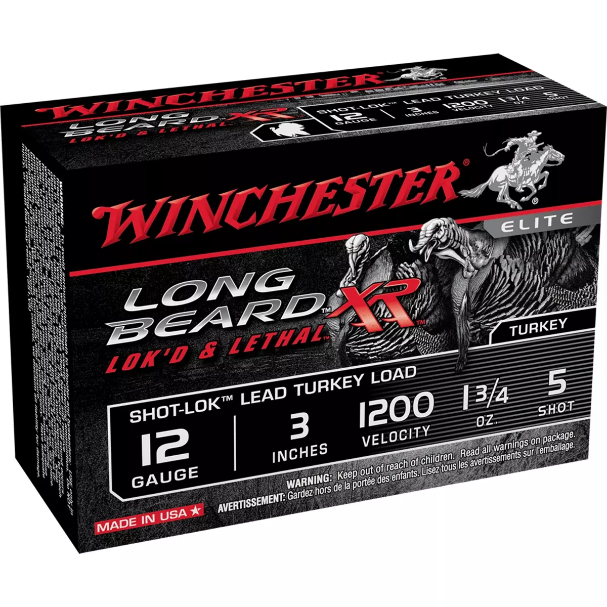 Winchester Ammo STLB1235 Long Beard XR Shot-Lok 12 Gauge 3" 1 3/4 oz 5 Shot 10 Per Box