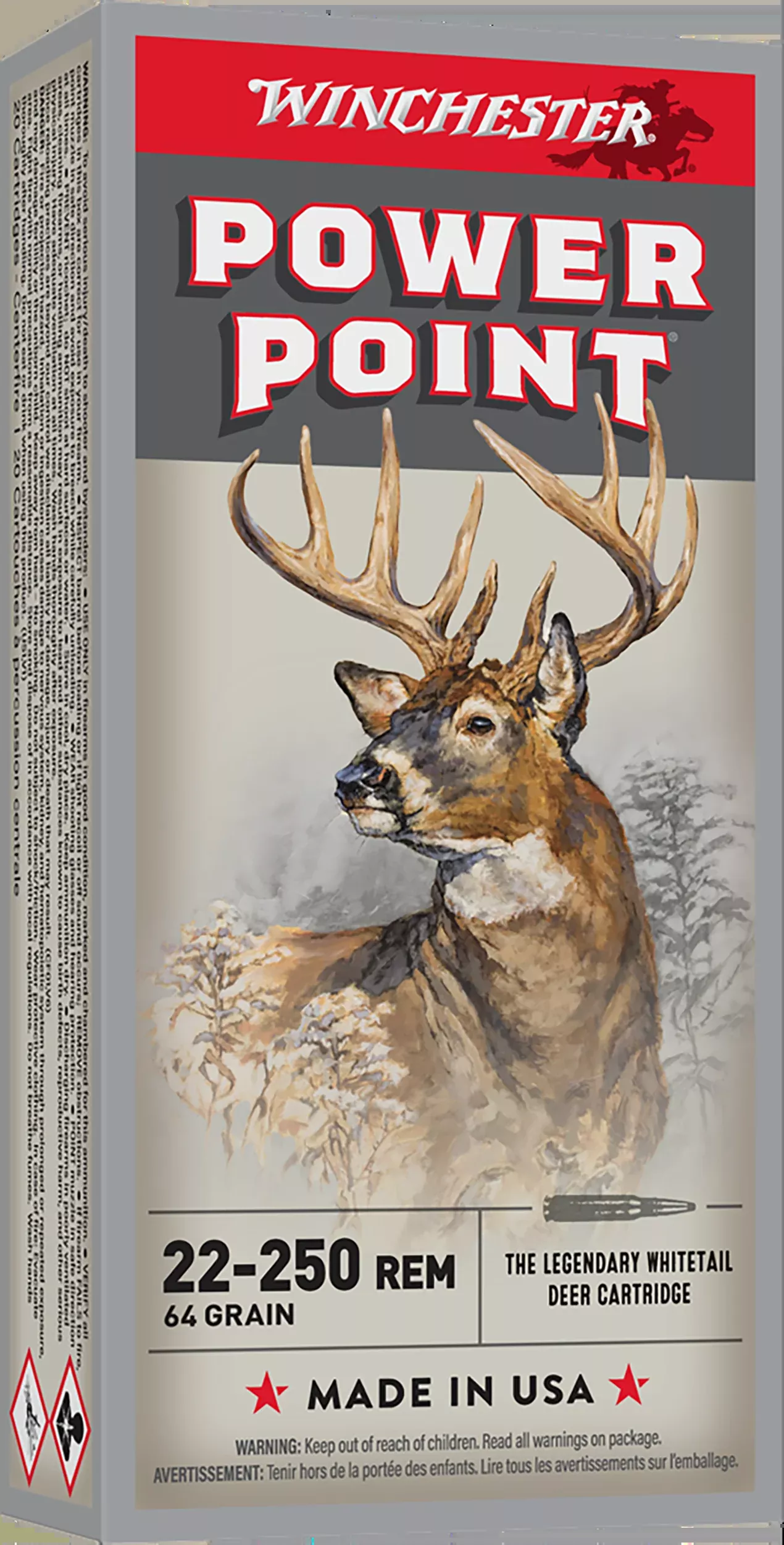Winchester Ammo Super-X Power-Point .22-250 Remington 64gr Soft Point Rifle Ammo X222502