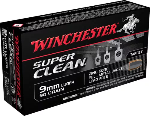 Winchester Ammo W9MMLF Super Clean9mmLuger 95gr Lead Free Full Metal Jacket 50 Per Box/10 Case